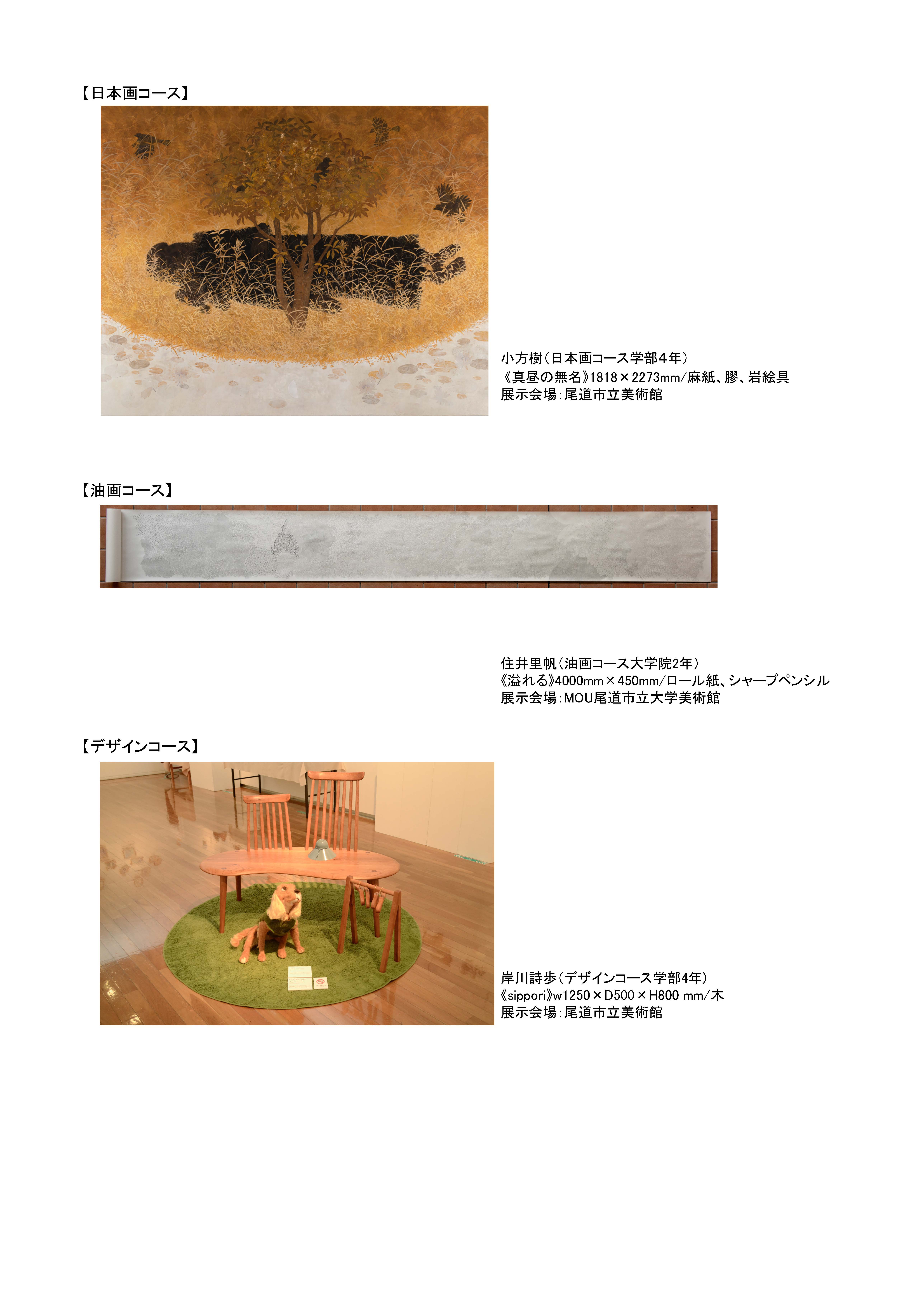 21年度美術学科卒業制作展 大学院美術研究科修了制作展 優秀作品の決定について 尾道市立大学